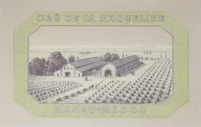 Étiquette ancienne « Crû de La Maqueline, Macau-Médoc »
